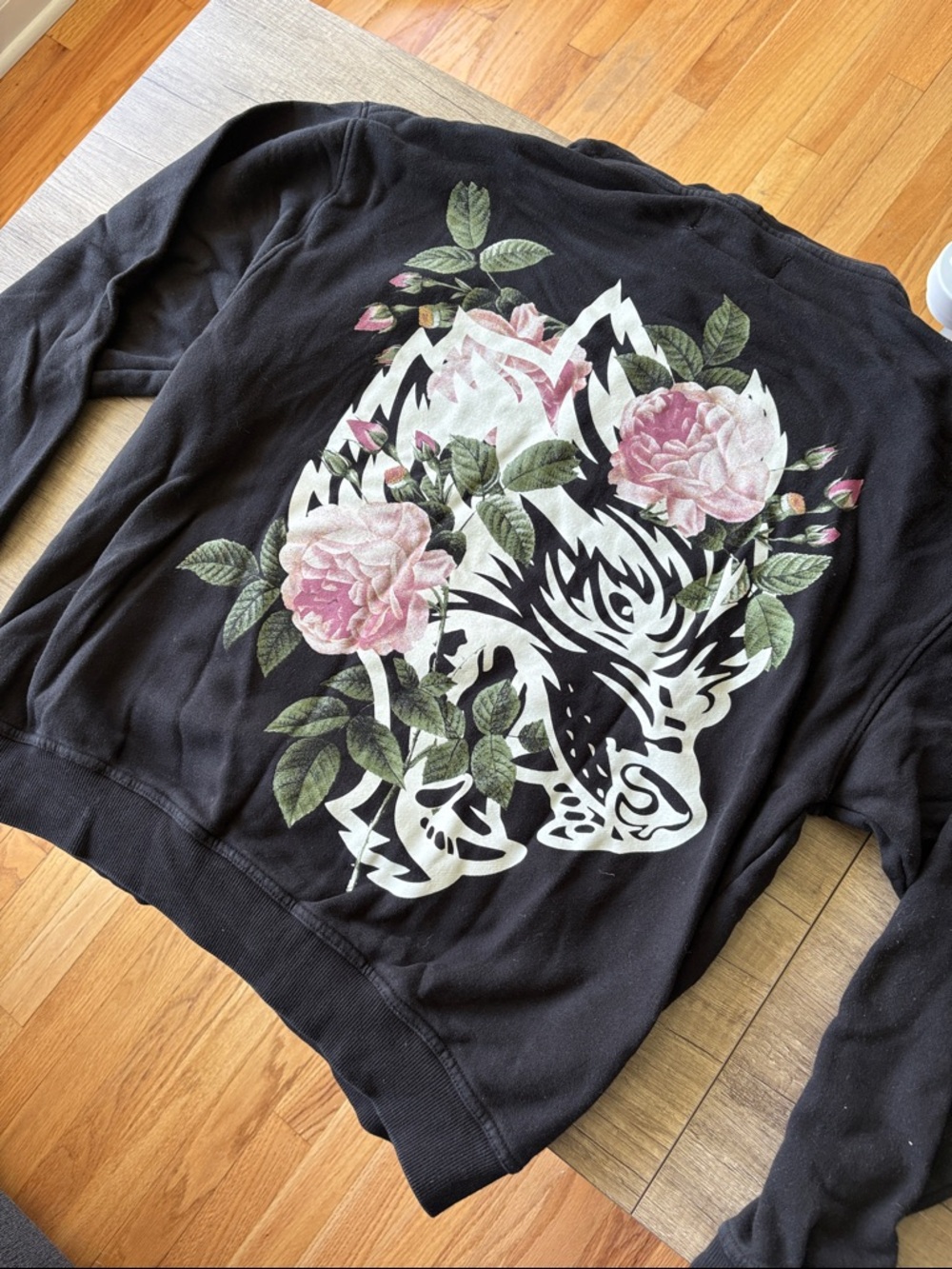 Darc Sport Black Sweatshirt with Pink Floral Tiger Graphic